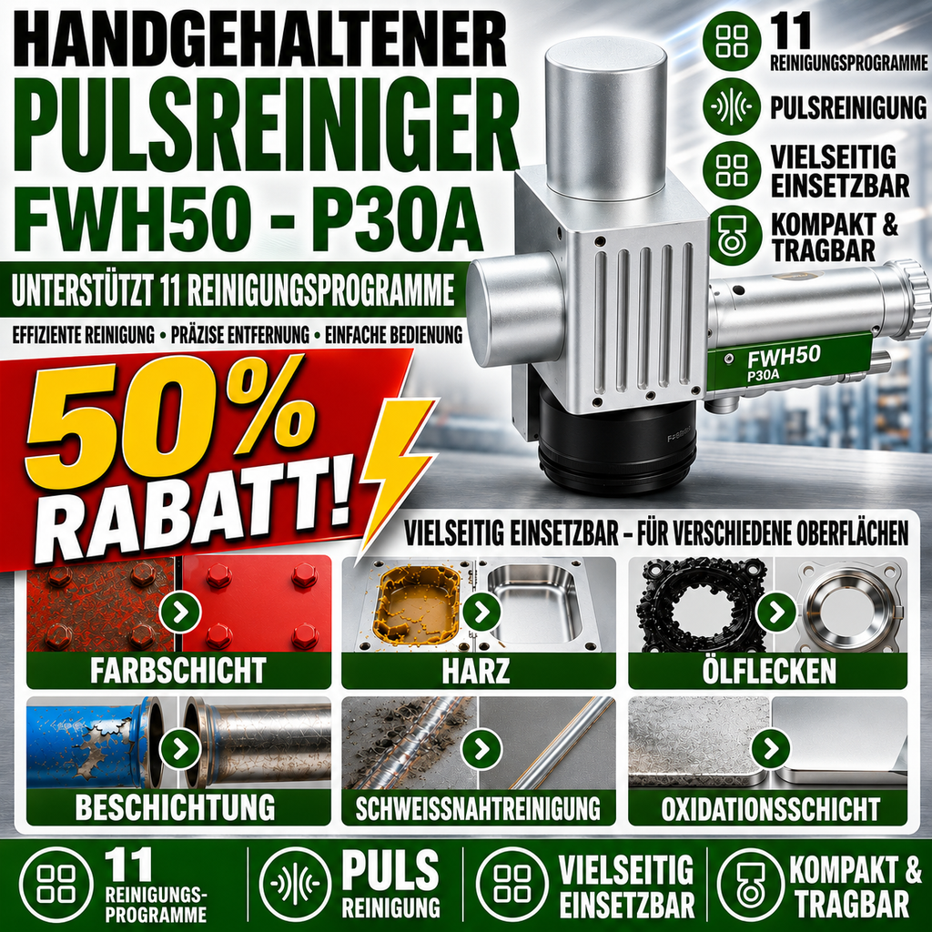 FWH50-P30A: 11 Reinigungsprogramme für vielseitige Anwendungen.
